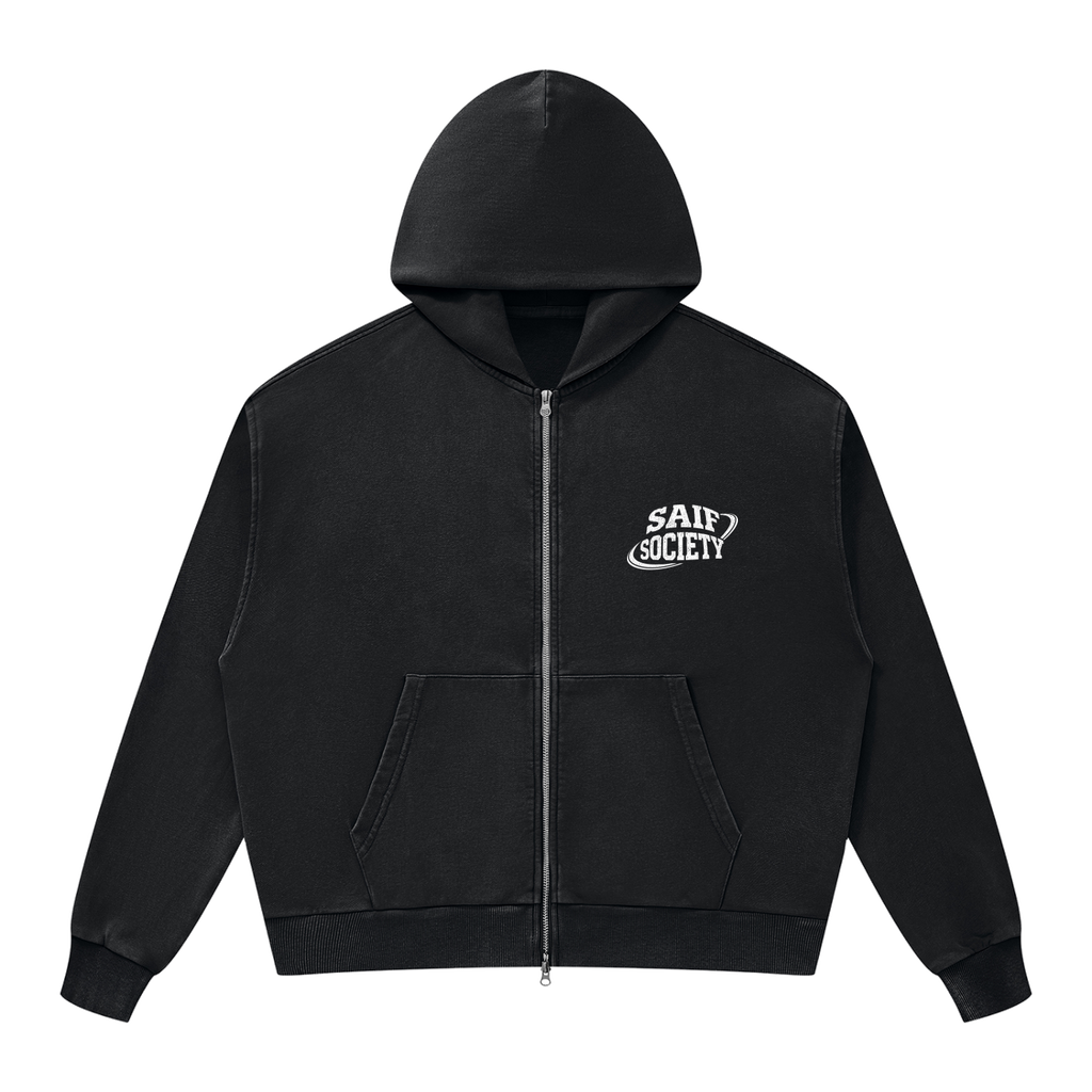 THE MEMBERS ZIP HOODIE - WHITE LOGO