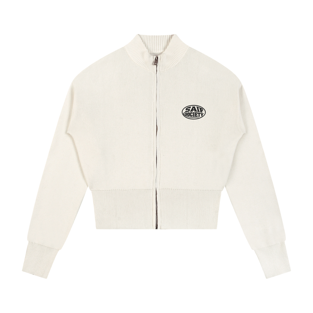 Close Knit Zip-Up Cardigan — Porcelain