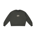 saifsociety The Core Crew in gunmetal grey, a 100% cotton oversized sweatshirt with dropped shoulders and logo print.