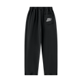 The Members Balloon Sweatpants in black with white Saif Society logo, front view