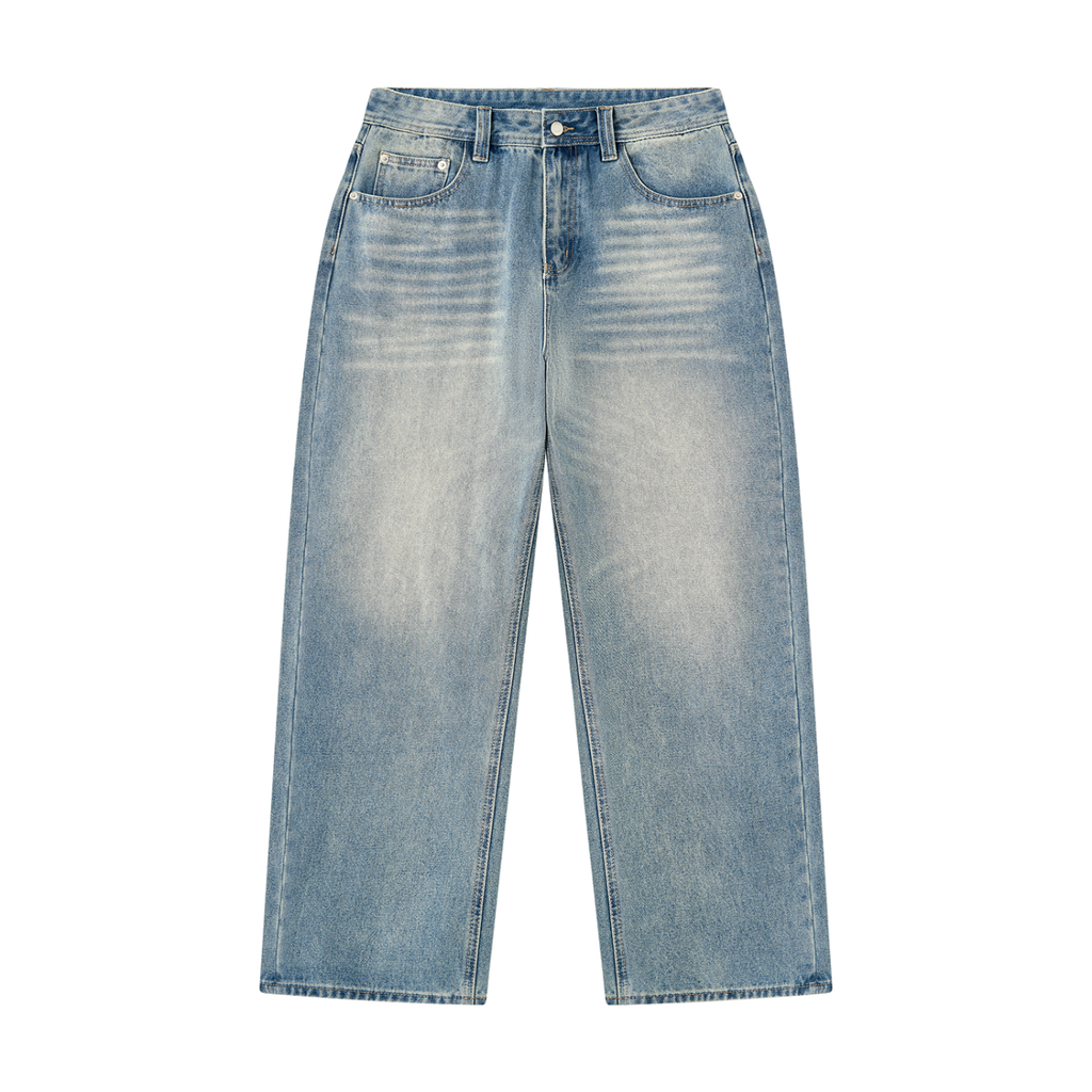 The Rowe Straight-Leg Jeans in Sunfade Blue, front view