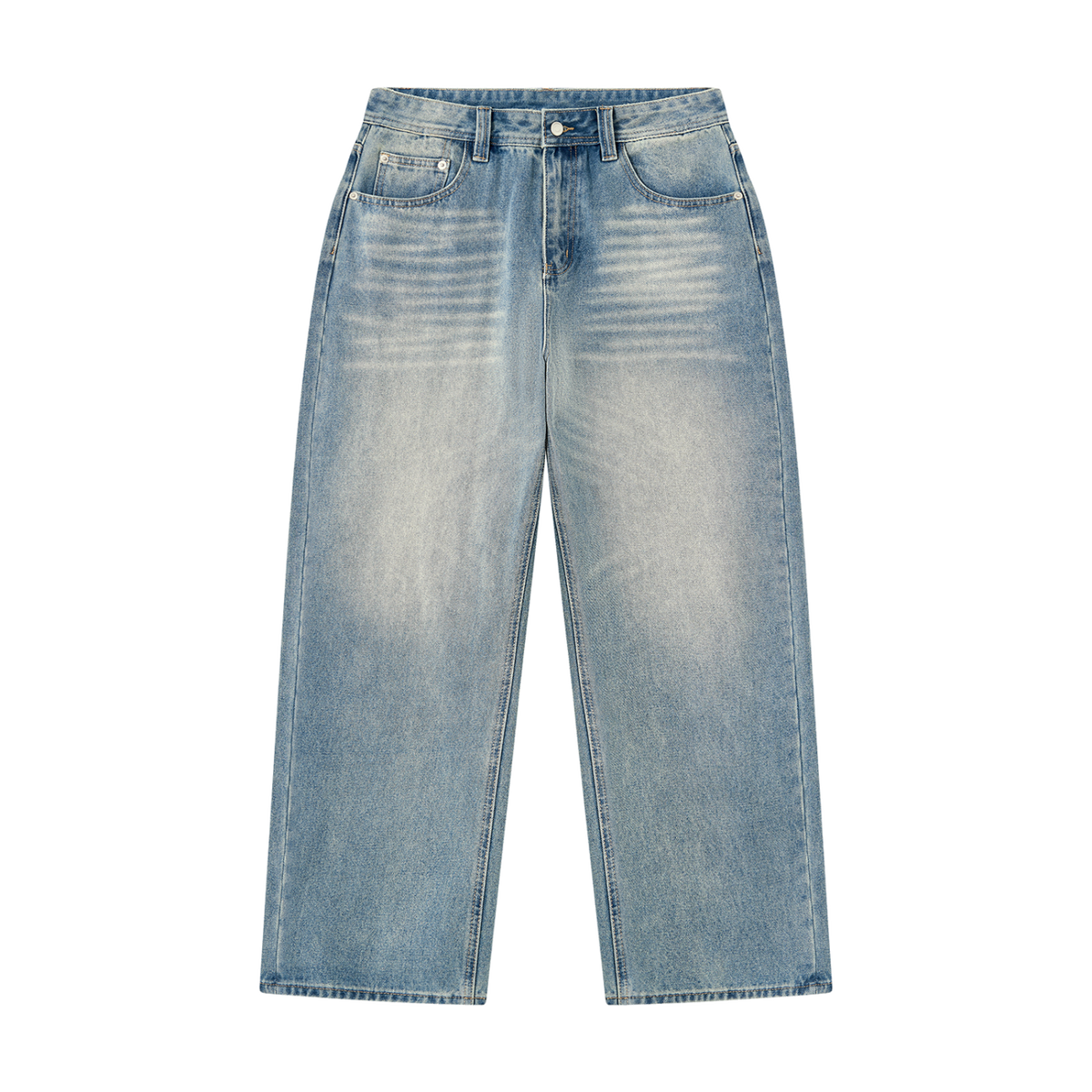 The Rowe Straight-Leg Jeans in Sunfade Blue, front view