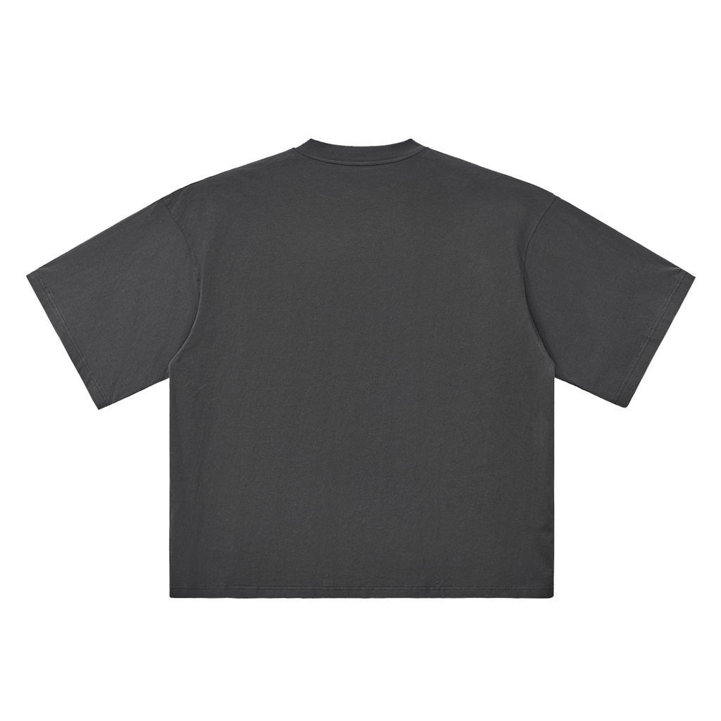 The Saif World Chrome Tee in Washed Graphite, back view